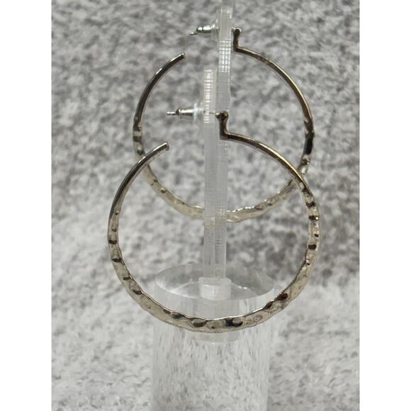 Silpada Sterling Silver Hammered Texture Large Hoop Earrings #63712 - Picture 3 of 8